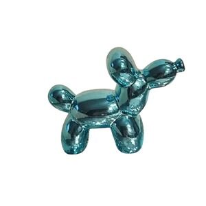 Ceramic Balloon Dog Figurine Turquoise Excellent Metallic Pop Art